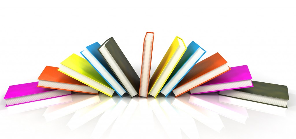 colored books isolated on glossy white #5